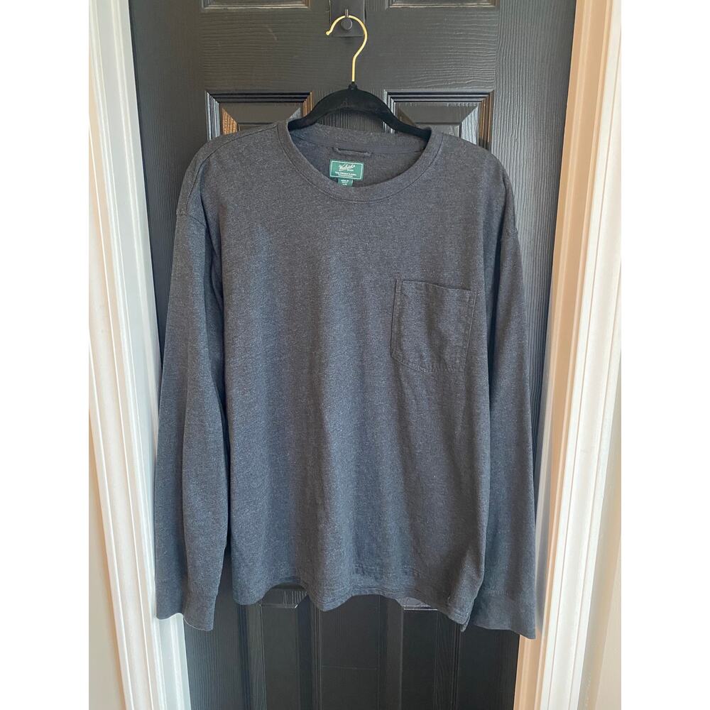 Woolrich men's long-sleeve gray pocket crew neck t-shirt-Size L